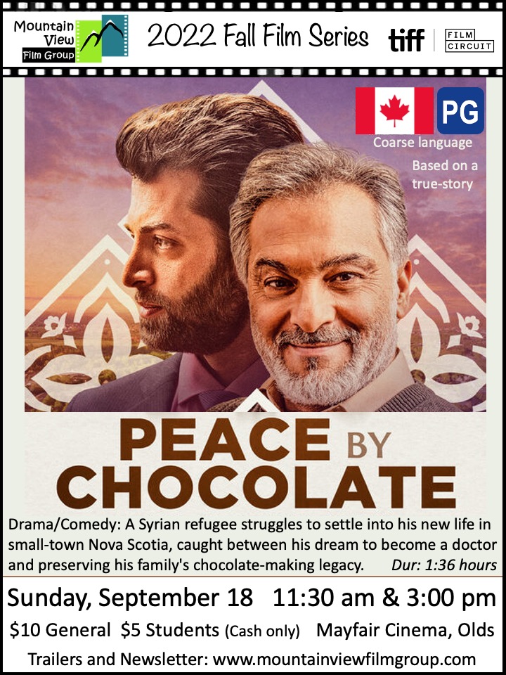We are back! Screening wonderful films via TIFF Film Circuit. This Sunday's film, Peace By Chocolate, is based on the true-story of a Syrian refugee family living in Nova Scotia.<a href="/PeacebyFilm/">Peace by Chocolate Film</a> , <a href="/TIFFFilmCircuit/">TIFF Film Circuit</a>