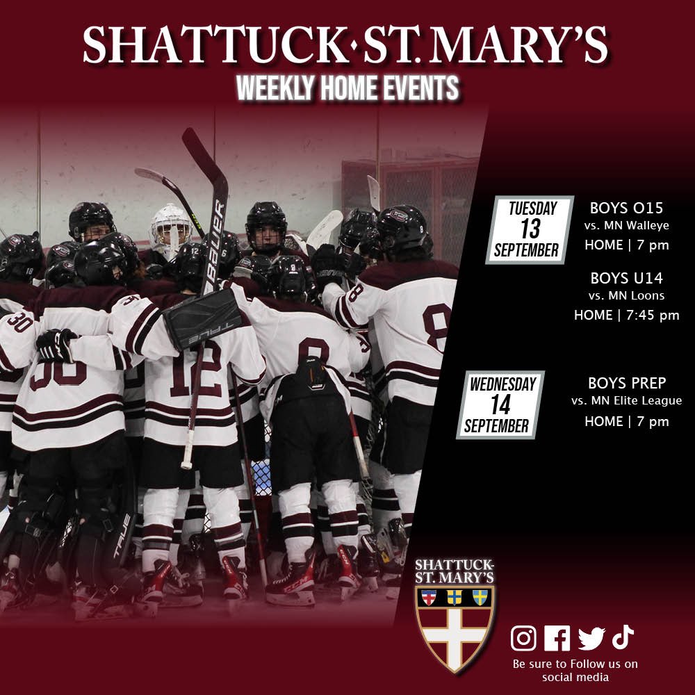 Make sure to stop by the sports complex tonight and tomorrow to cheer on our teams competing this week.  Let's go Sabres! #SSM #Shattuck #Hockey