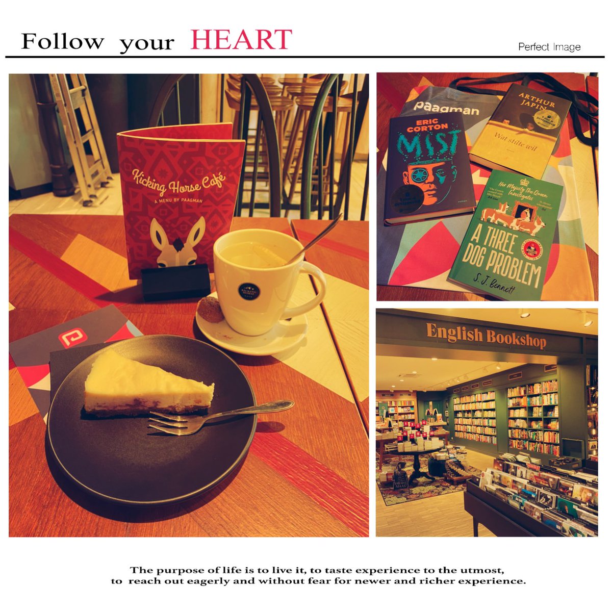 Ramsaran_N's tweet photo. Follow your heart💜
Nou dan kom ik bij @paagman uit natuurlijk! 🤓📚
Onder het genot van thee en taart in het Kicking Horse Café bekijk ik mijn nieuwe aanwinsten.
#ArthurJapin #WatStilteWil @arbeiderspers
#EricCorton #Mist @lsamsterdam
#SJBennett #AThreeDogProblem #Zaffre https://t.co/zdgpCp7Idn