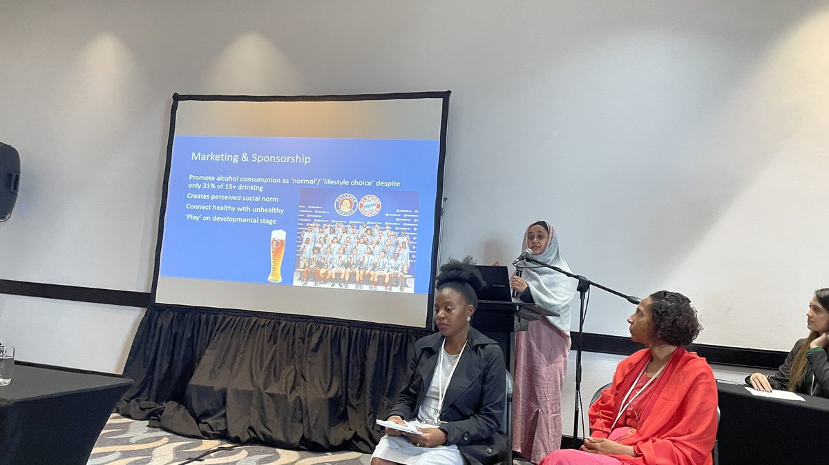 M_Mafuyeka's tweet photo. Ms. Aadielah Maker Diedericks, the general secretary of the Southern African Alcohol Policy Alliance (SAAPA) takes the podium to talk alcohol marketing and sponsorship during the Commercial determinants of health panel discussion @PublicHealthSA
#PHASA2022 #PricelessSA https://t.co/775DBy7iaA