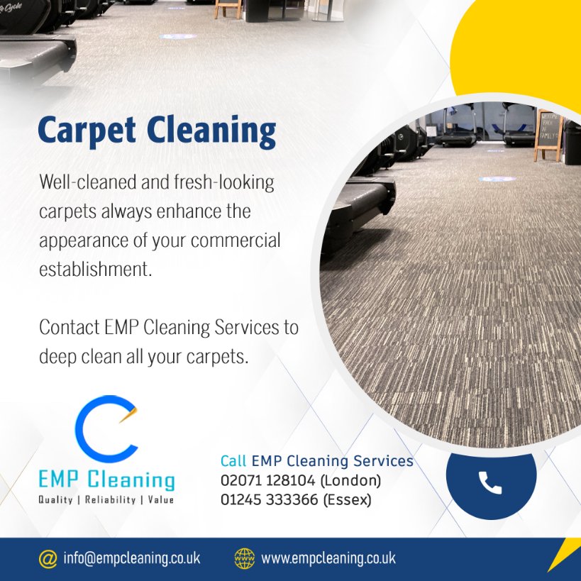 EMP_Facility's tweet photo. Book @ServiceEmp now to treat your carpets with the right amount of chemicals, perfume, pressure, heat, and cleaning methods! 🤝

01245 333366 (Essex)
0207 112 8104 (London) 

Email: info@empcleaning.co.uk.

Bookings ;
https://t.co/24Nda22ogl

#EMPCleaningServices #CarpetCleaning https://t.co/GJ1F2KrWUi