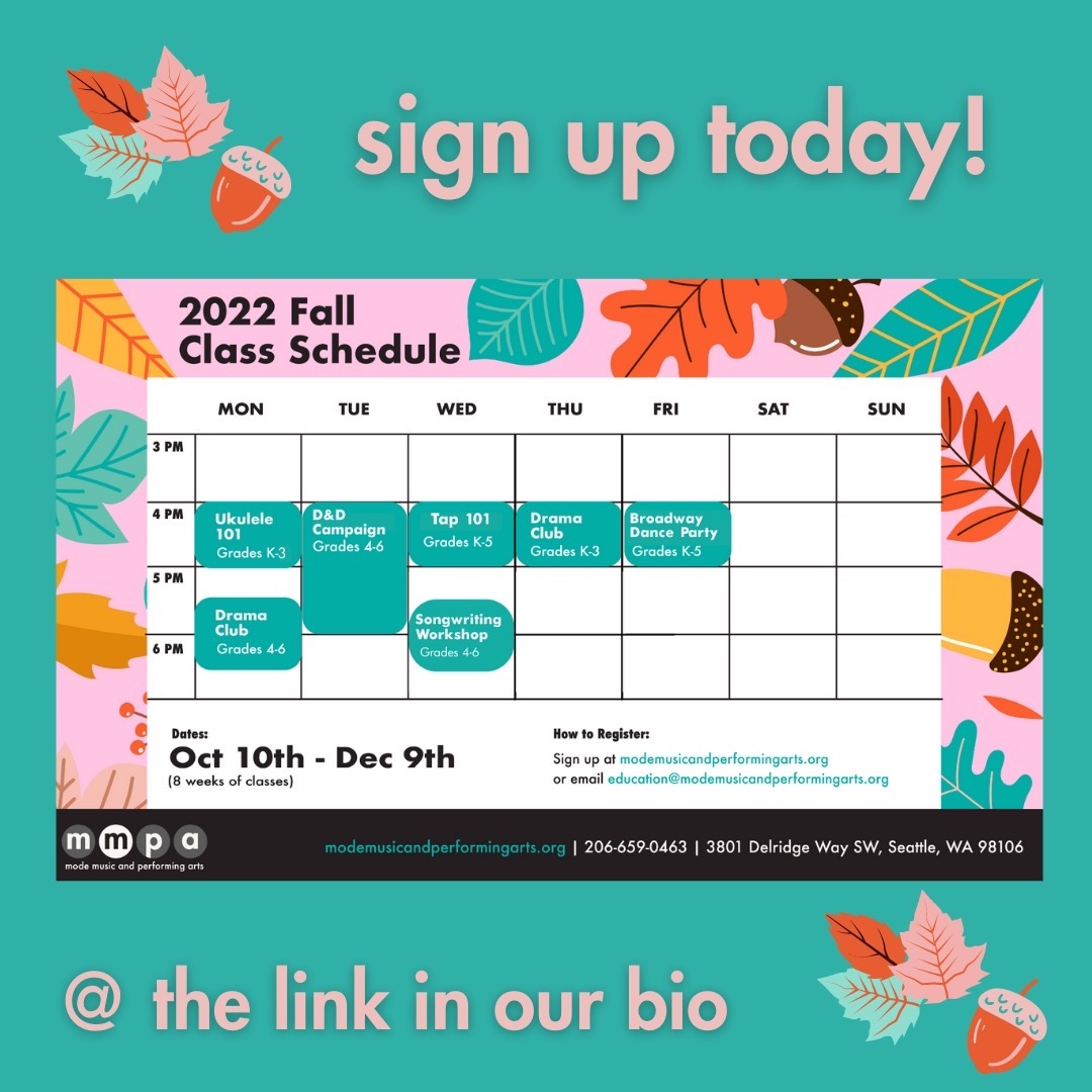 ⁠🚨ANOTHER CLASS ADDED!🚨⁠Since the first <a href="/modemusicandpa/">Mode Music and Performing Arts</a> fall schedule was released, we've added a Songwriting Workshop to the schedule! Link in our bio for signups! #mmpafallclassschedule2022 #ukulele101 #dramaclub #d&amp;dcampaign #tap101 #songwritingworkshop #broadwaydanceparty