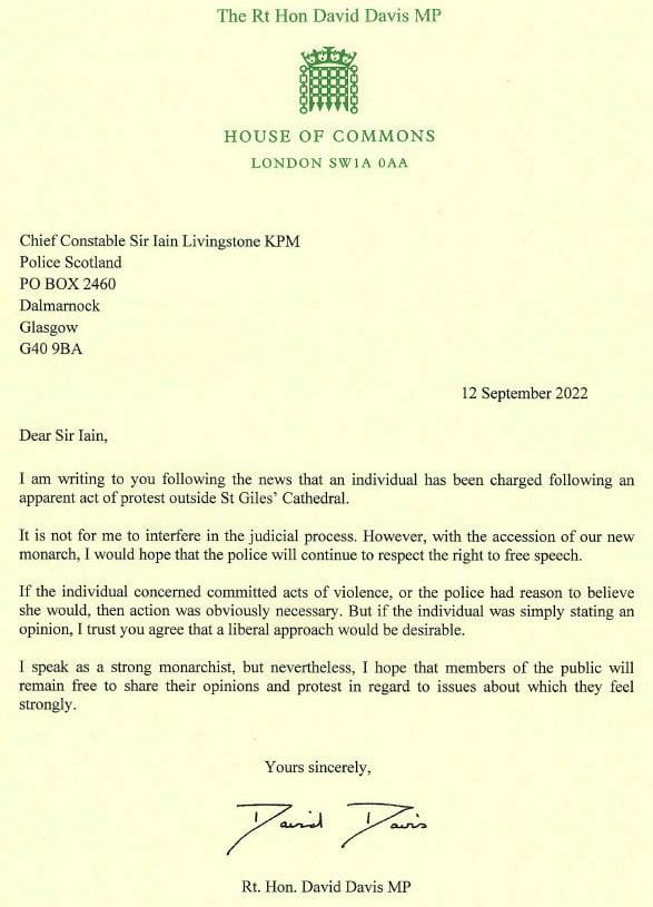 I wrote to the Chief Constable of Police Scotland yesterday, expressing my concern that an anti-monarchy protester has been charged by police. Since I wrote to him, a second protester has been charged. 1/2