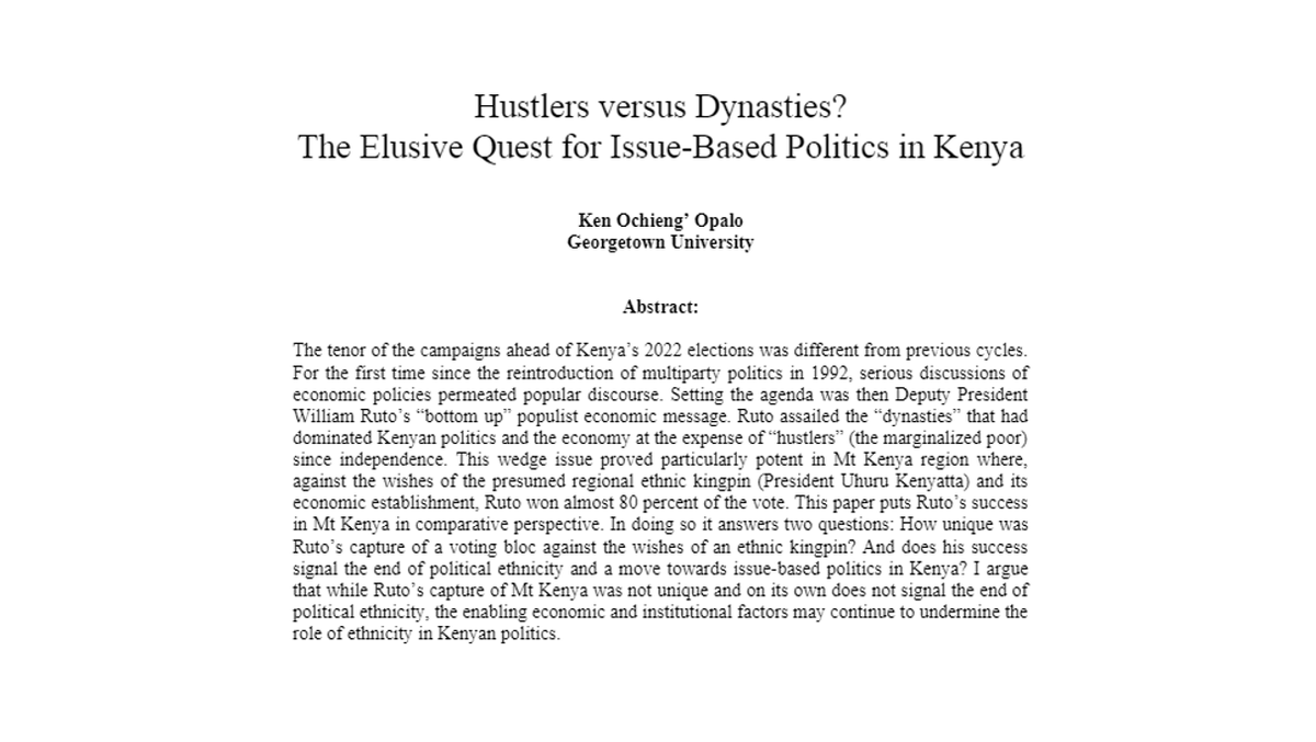 DaveEvansPhD's tweet photo. In Kenya's 2022 presidential elections, @KOpalo sees potential for ongoing undermining of "the role of ethnicity in Kenyan politics." https://t.co/ZBqgoAQ5ww https://t.co/GJPAynxOxt