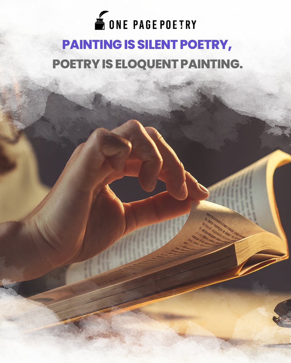 OnePagePoetry1's tweet photo. 📖 Painting is silent poetry, poetry is eloquent painting.

 – Simonides

#poetrypage #poems #poem #poetry #poetrycommunity #lovequotes #quoteoftheday #quote #thoughts #poetryislife #poetsofinsta https://t.co/fyqauhhuCV