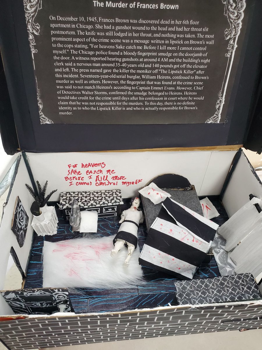 FBISD_CTE's tweet photo. Shapiro's Forensics classes are doing crime scene dioramas 🕵️🔍 @SFAHS_Bulldogs https://t.co/1FHfWxIcYc