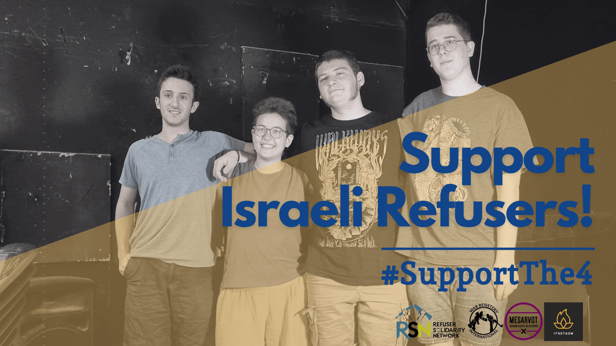 IfNotNowOrg's tweet photo. Four Israeli teenagers are sitting in prison right now for refusing to serve in the Israeli miliary and uphold endless occupation. 

They’re sending a letter to Yair Lapid, Benny Gantz, and Netanyahu to say: We won’t enforce your occupation. https://t.co/R58p72Lq6t