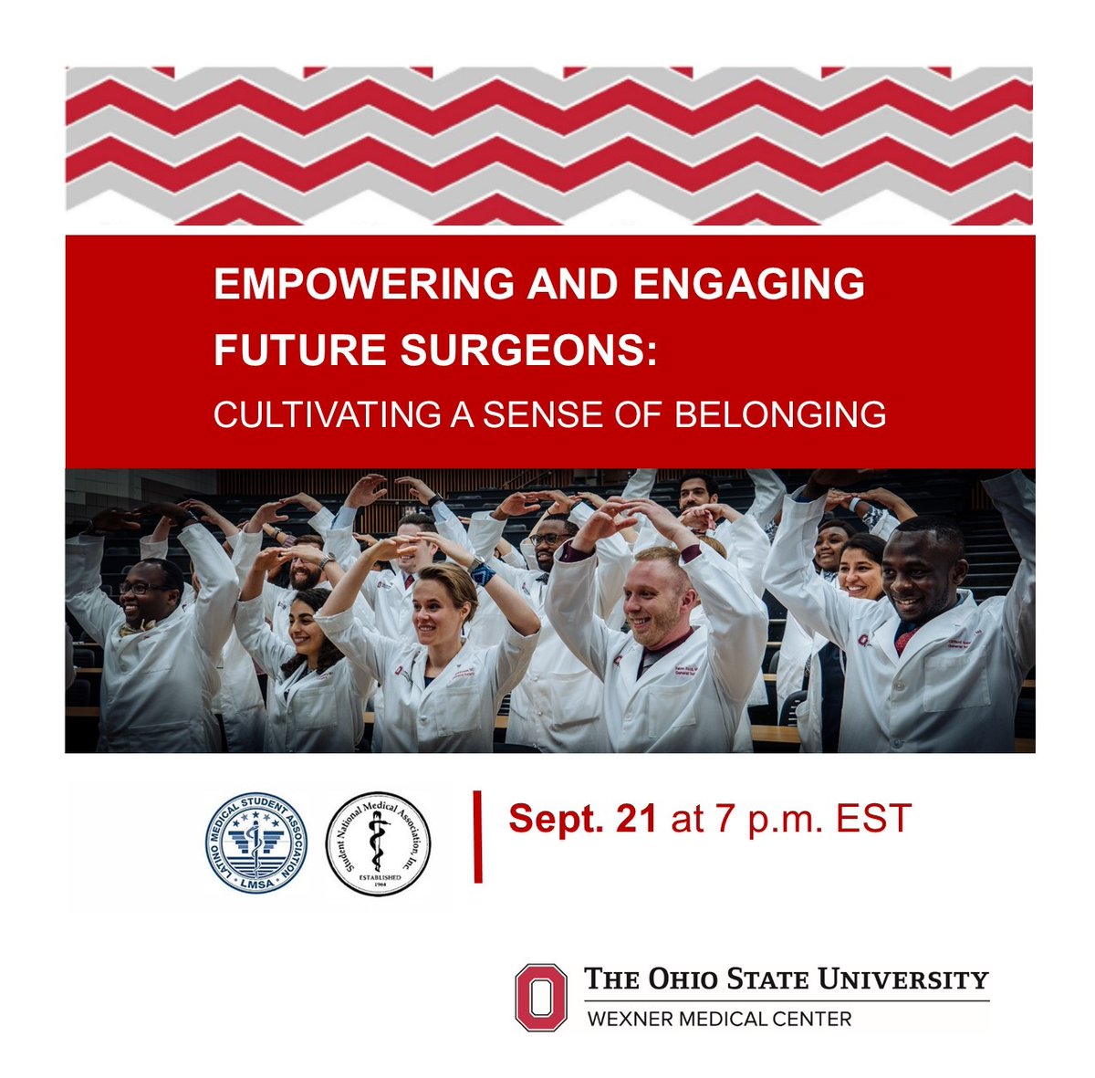 .@OhioStateSurg is offering med students interested in #GeneralSurgery, Empowering and Engaging Future Surgeons - Cultivating a Sense of Belonging on 9/21 @ 7pm! View agenda go.osu.edu/CQng Register today! go.osu.edu/CQne @AMAmedstudents