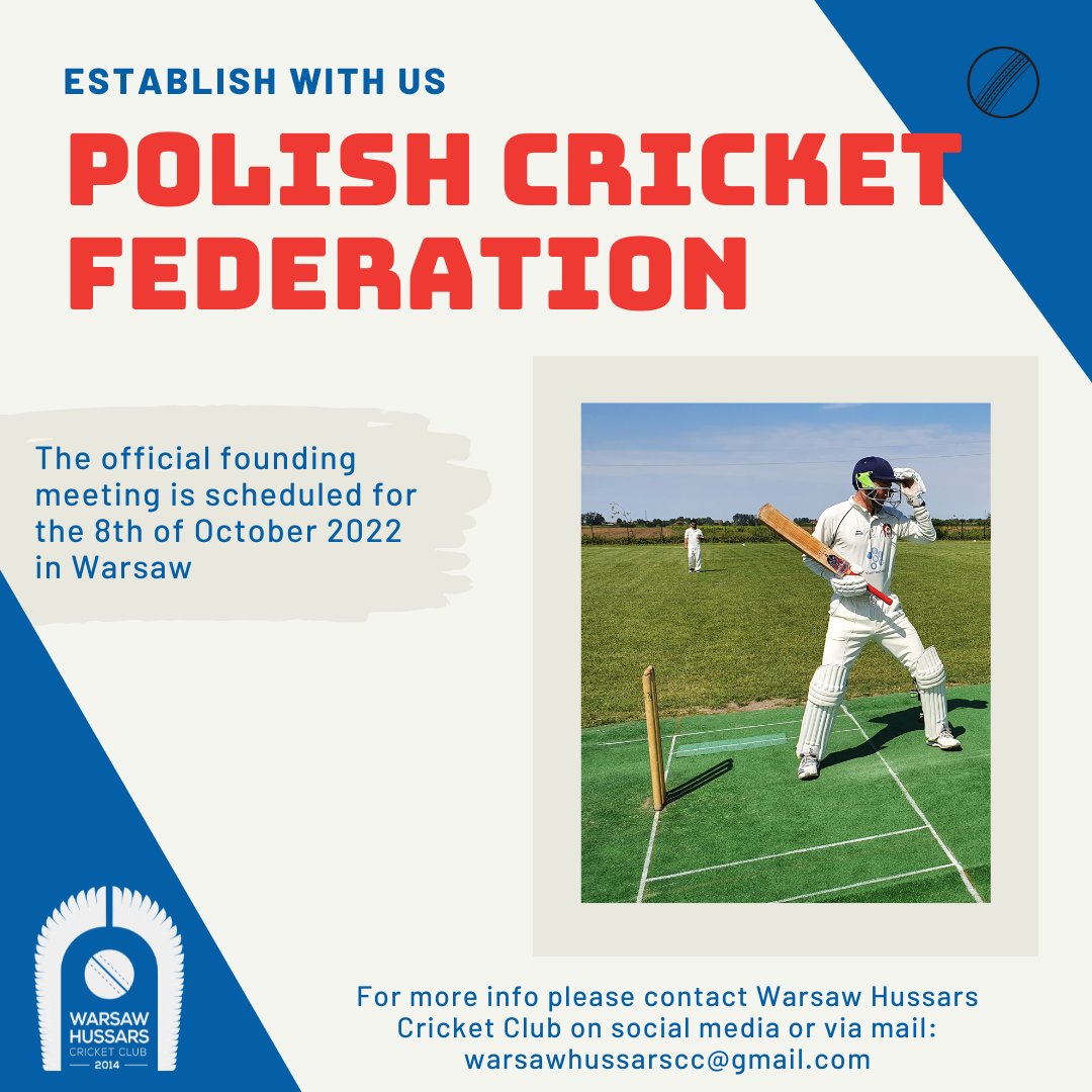 WarsawHussarsCC's tweet photo. We are approaching a milestone in the development of cric in 🇵🇱 
The time has come for our discipline as well, to create the Polish Cricket Federation, as we have all waiting for this moment for yrs😃
➡ We believe that it will be the beginning of a new era for this game in 🇵🇱🏏 https://t.co/alreILBEXN