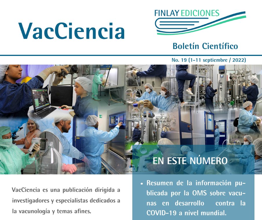 FinlayEdiciones's tweet photo. 📢Colegas, publicado No. 19 del boletín VacCiencia. Contiene  actualización de @WHO sobre los candidatos vacunales en desarrollo contra la #COVID19 a nivel mundial, noticias así como publicaciones y patentes recientes sobre vacunas.
👉https://t.co/5HDzE9PiYl
@FinlayInstituto https://t.co/3q7pOOVx0j