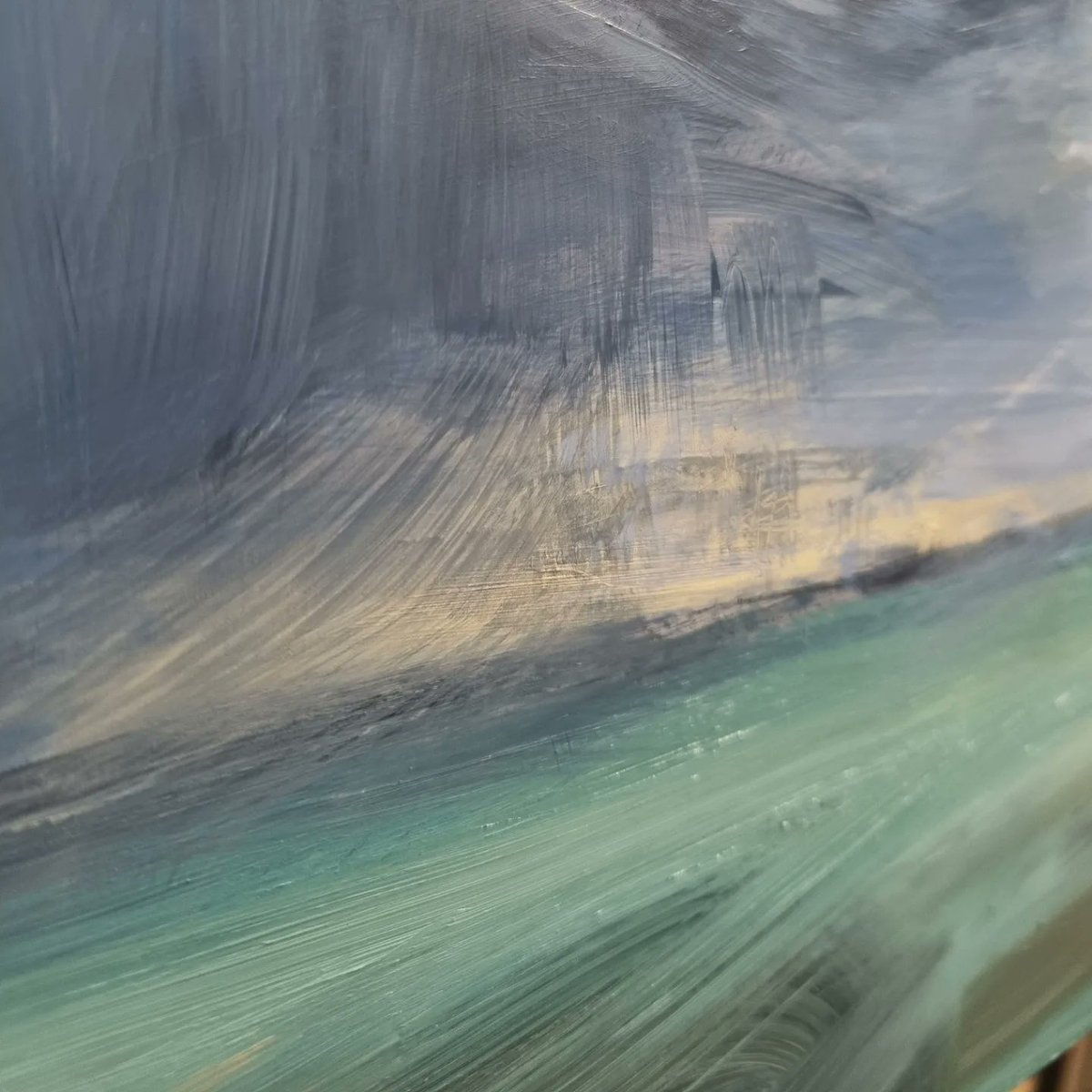 Today's studio piece 
Bright Spot 
30cm sq acrylic on aluminium
#newart #landscapepainting