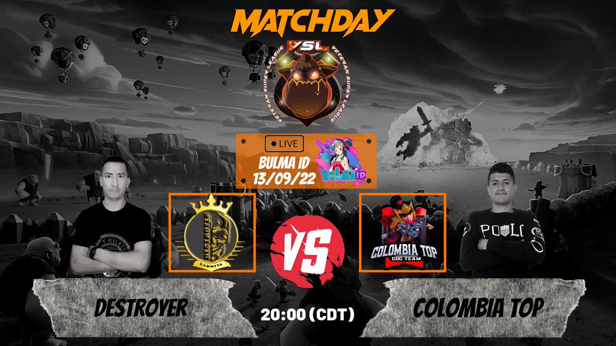 🔥MATCHDAY🔥
⭐GROUP STAGE 
<a href="/DestroyerCDC/">DESTROYER</a> 🆚 <a href="/ColombiaTop1/">Colombia Top</a>
🗓️13/09/22
⌛20:00 CDT
📽️ <a href="/BulmaId/">Bulma ID</a>
#ClasOfClans #VSL