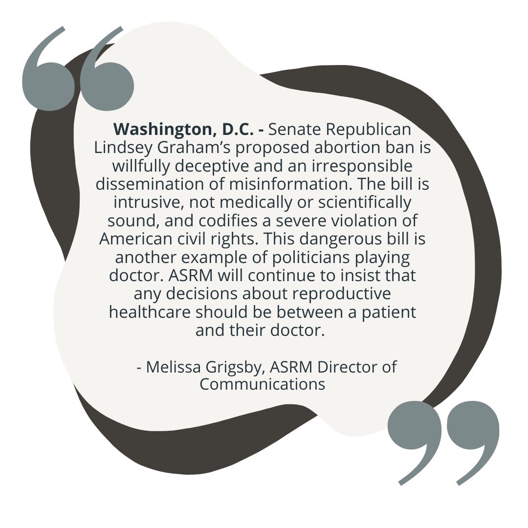 ASRM Responds to Lindsey Graham’s Proposed Abortion Ban.