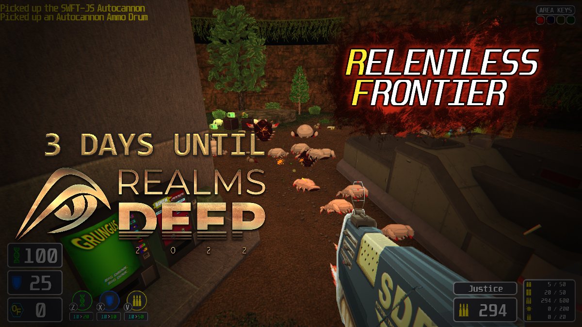 Korzodin's tweet photo. Hoo boy, got them stomach butterflies. #RelentlessFrontier is going to be featured on #RealmsDeep2022 , with a new trailer and some release dates! Hope to see you humanoids there. https://t.co/5tyyz4sxpT