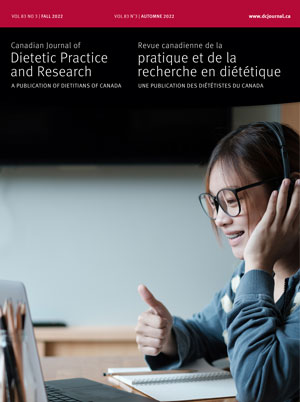 DietitiansCAN's tweet photo. The Fall issue of the Canadian Journal of Dietetic Practice is now available at https://t.co/XEtNnjKw4Q

Read "The future of dietetics starts with education (research)!" by Editor Naomi Cahill PhD, RD. Available open access in the #CanJDietPractRes. 
https://t.co/3YzkVPpFGI https://t.co/aGXlNp9mMs