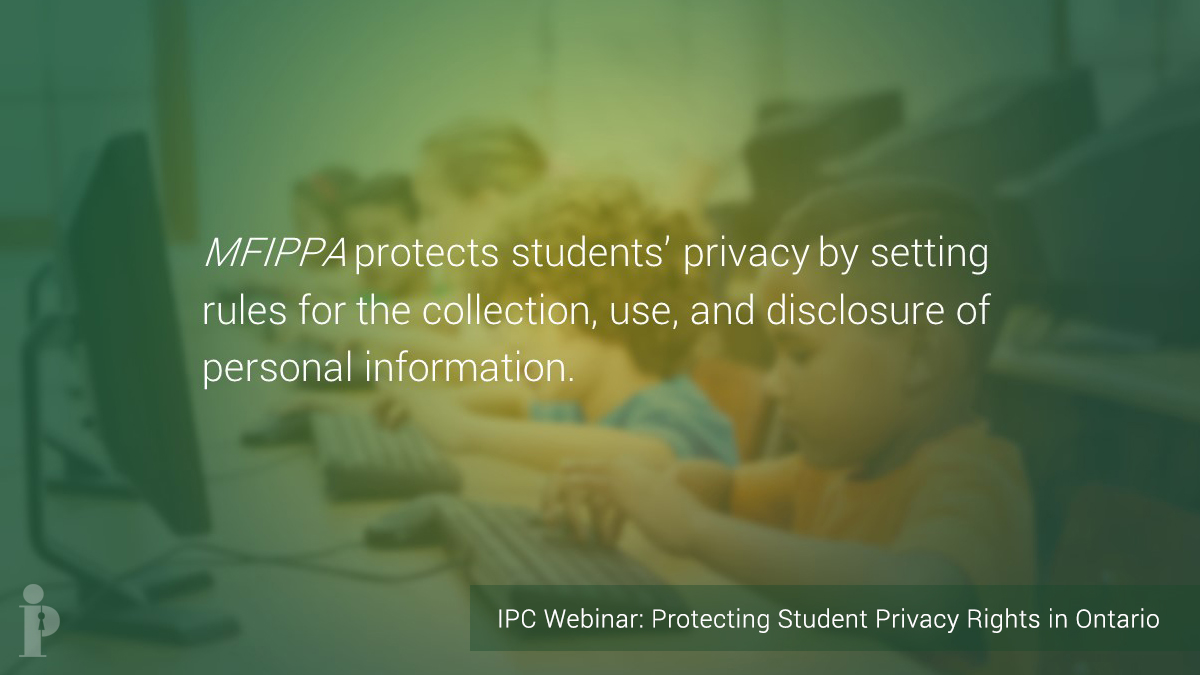 IPCinfoprivacy's tweet photo. Our webinar on Protecting Student Privacy Rights in Ontario was popular with educators and parents last September. Looking for a refresher on #MFIPPA and schools for this year? See the full video on our YouTube channel: https://t.co/x3UZps38qo https://t.co/cUUmCJpoHz