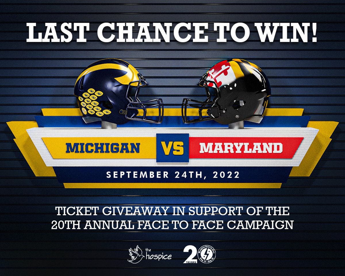 DON'T FORGET - anyone who has already donated or donates ONLINE to our 20th Annual #FacetoFace Campaign by Sept. 15 will have to win 4 TICKETS to the Michigan vs Maryland game on Sept. 24!🏈

Winner will be drawn on Sept. 16. Click here to donate: ow.ly/UfMs50Kx3h1