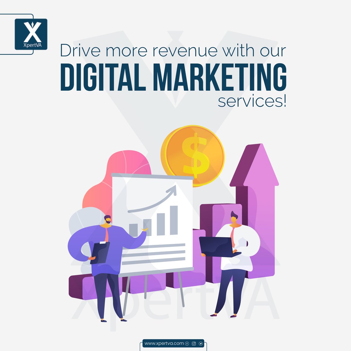 XpertVA's tweet photo. Digital Marketing Services from XpertVA leads to more leads, sales and revenue.

📨 Email: hello@xpertva.com
🔗 https://t.co/uOKmVwY8or
.
.
.
#XpertVA #digitalmarketing #marketing #socialmediamarketing #socialmedia #business #seo #branding #marketingdigital #onlinemarketing https://t.co/CzGWYbzeXY