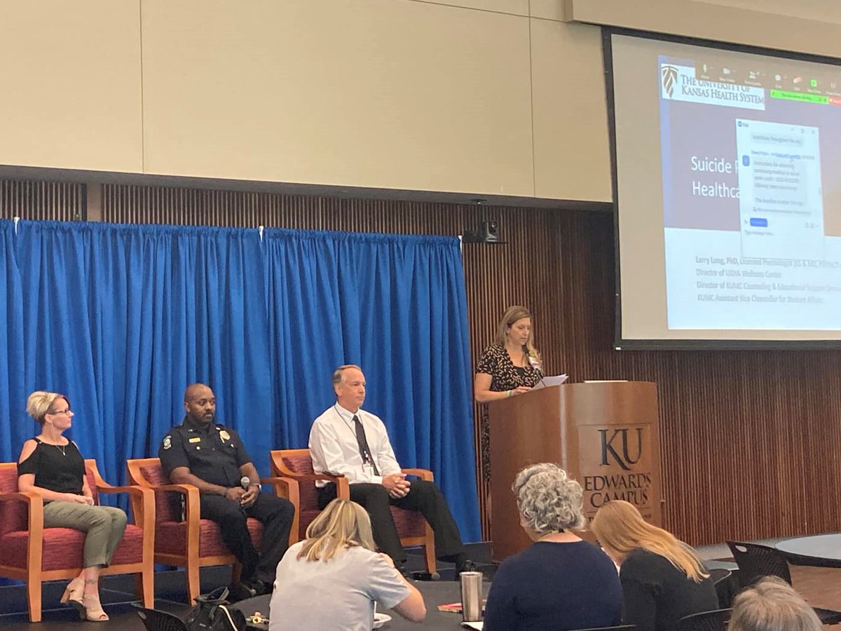 KUMC_GME's tweet photo. Continuing awareness for #SuicidePreventionMonth  and sharing highlights from the @KUMedCenter @KUHospital Symposium @KUMC_CESS #sparhc_KUMC providing community education  on #SuicidePrevention.  Advocates, health professionals and educators gathering together #helphopeheal 🎗️ https://t.co/Qv9HWUZqzN