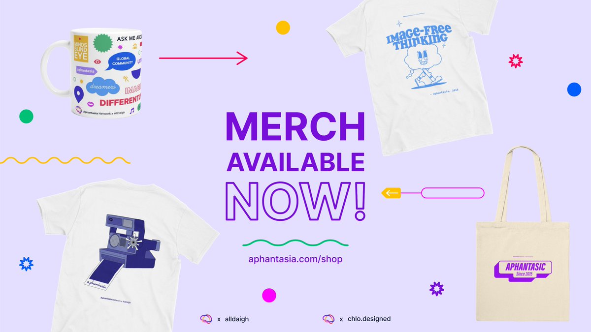 We're so excited to announce the opening of our new #Aphantasia Store!!!

Help make our invisible difference, visible.  Spark a conversation and promote greater awareness with aphantasia #merch.

Shop now ➡️ aphantasia.com/store/