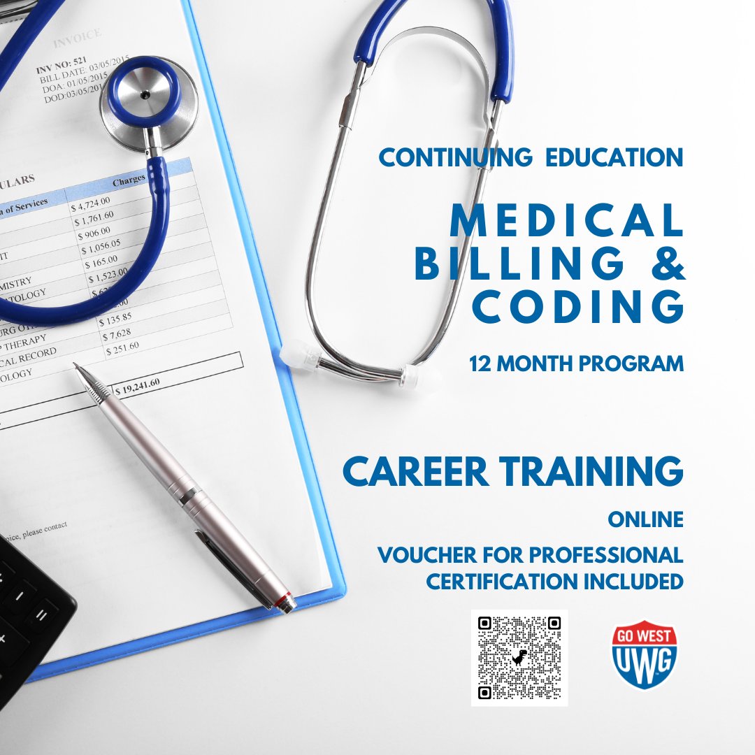 UWGContinuingEd's tweet photo. Over 1 million practicing US physicians rely on medical billers to receive payment for their services. The Medical Billing &amp; Coding Career Training Program will prepare you for success in this career as you learn about concepts including like HIPAA compliance &amp; coding guidelines. https://t.co/5KNfJaT8GR