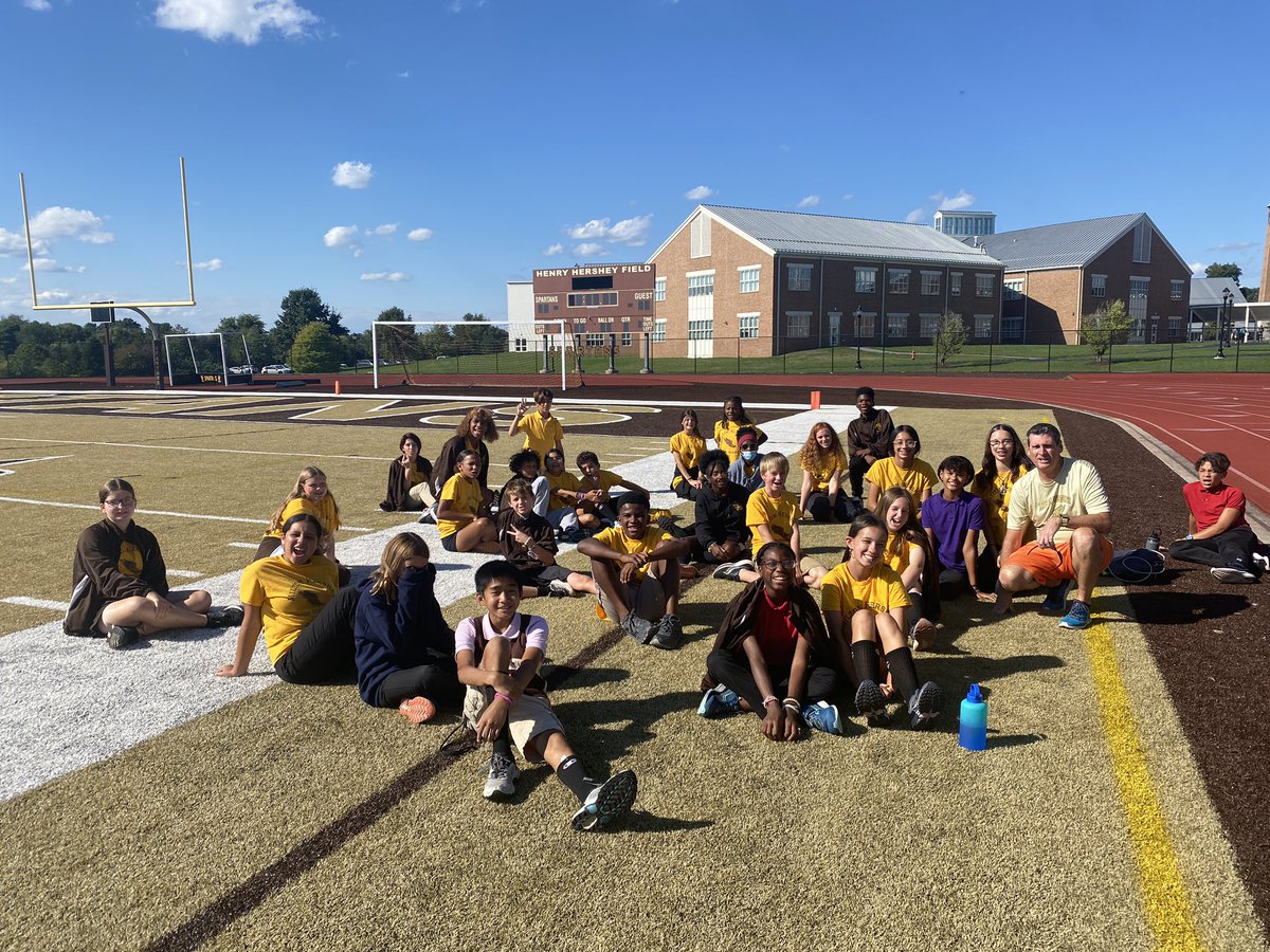 MHSATHLETICS4's tweet photo. Middle Division Cross Country team came out to support our Senior Division team today at Henry Hershey Field! @miltonhershey https://t.co/kOsMMxwoaa