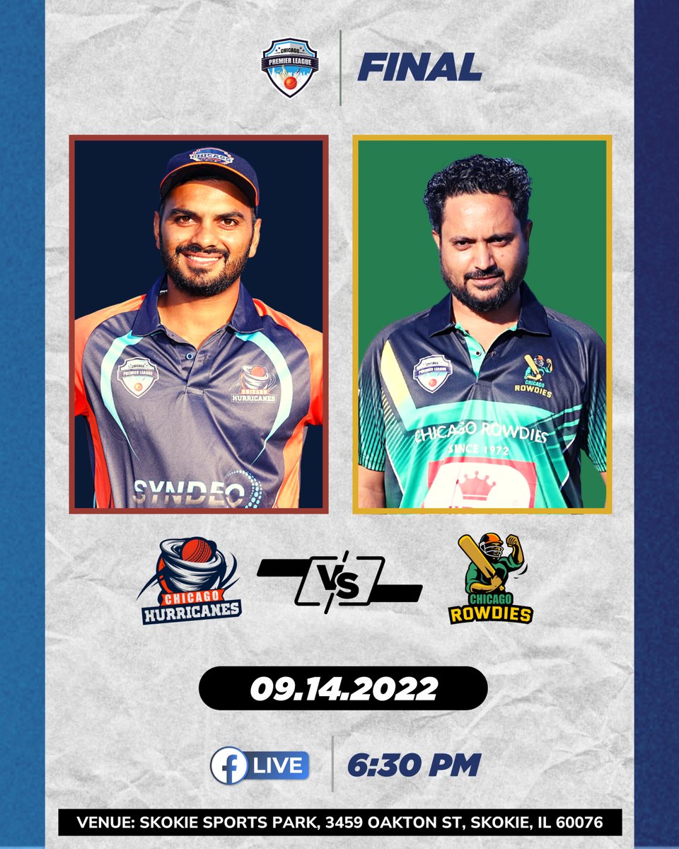 ChicagoCplt20's tweet photo. CPL Final - Hurricanes vs Rowdies
.
.
.
.
#chicagopremierleague #chicagorowdies #chicagohurricanes #chicagophantoms #chicagodynamos #chicagodestroyers #chicagoavalanche #chicago #usa #cricket #cricketleague #CPL #usa #usacricket #chicagocricket #chicagolandcricket https://t.co/nAM1aIysS8