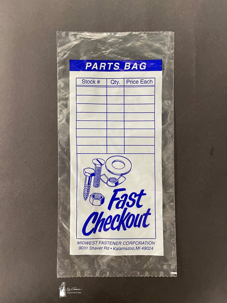 255/365: Have you ever noticed the number of speciality bags you encounter in your day-to-day? This bag from the Midwest Fastener Corporation is specific to buying individual screws and bolts, complete with a fillable table to record each small item placed in the bag.