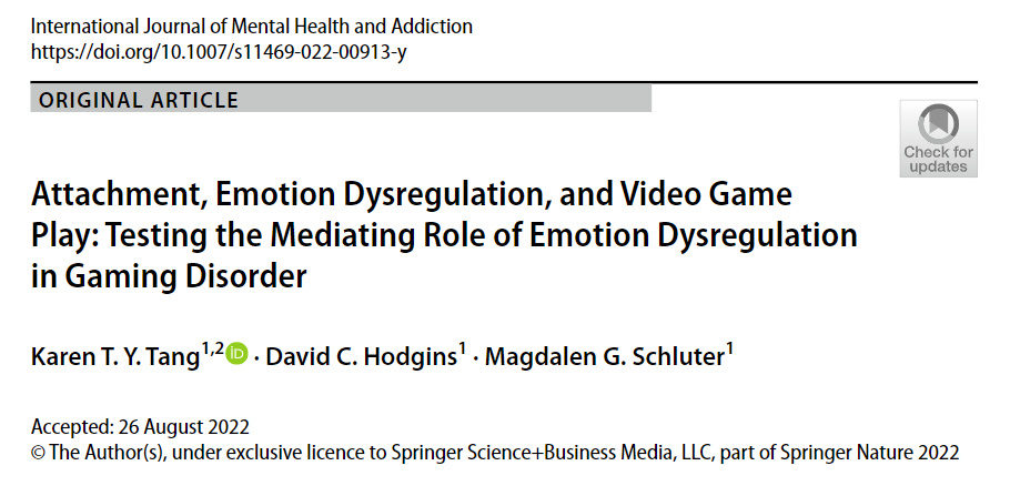KarenTang_'s tweet photo. ✨Thrilled to have my honors thesis *finally* published! ✨5 journal rejections later, it has found a 🏠🥺

"Attachment, Emotion Dysregulation, &amp; Video Game Play: Testing the Mediating Role of Emotion Dysregulation in Gaming Disorder" 🎮🕹️
https://t.co/tQc8GRIbcy 

🧵:

1/ https://t.co/0P4iai1COv