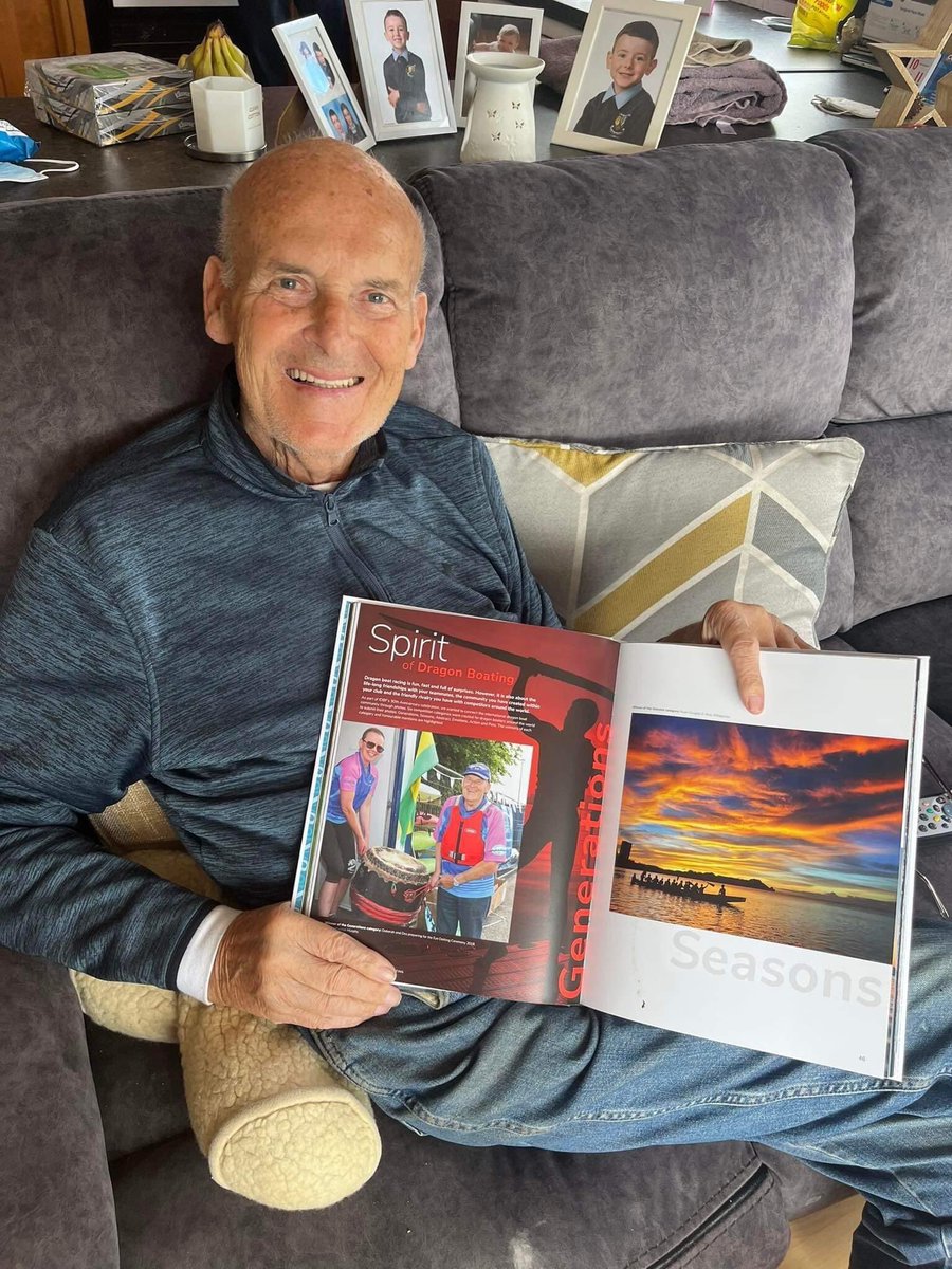 Des Corley, 81 years young receiving a copy of the IDBF's 30th Anniversary Book. Des paddled with the Donegal Dragons in Ireland for 7 years until he retired earlier this year.
As an avid dragon boat fan, we have it on good authority that he loves the book.