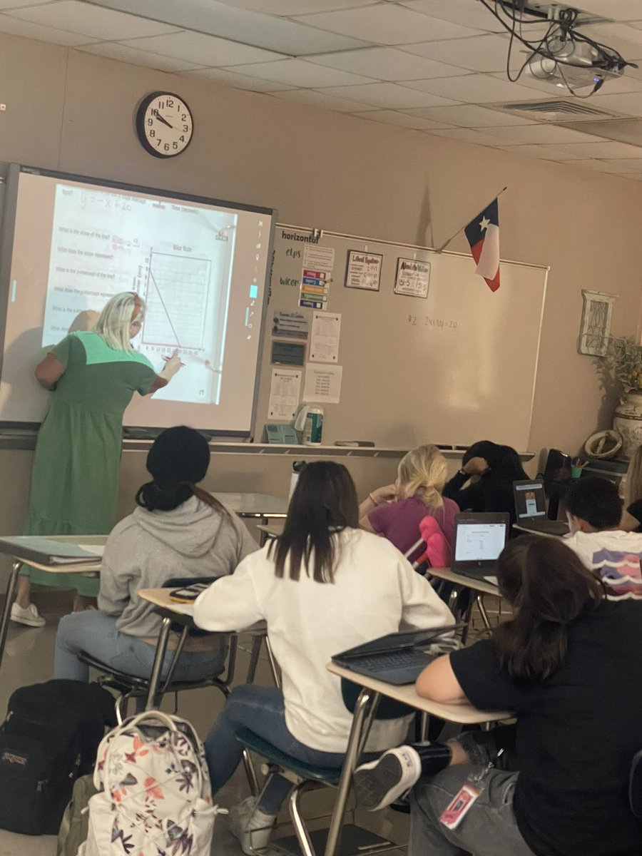 MCoachtoliver's tweet photo. Mrs. Shaw’s Honors Algebra I class is solving systems of equations this morning @BrenhamHS @GriffinAdmin #Algebra #SystemsOfEquations #Slope https://t.co/k96nYjpCam