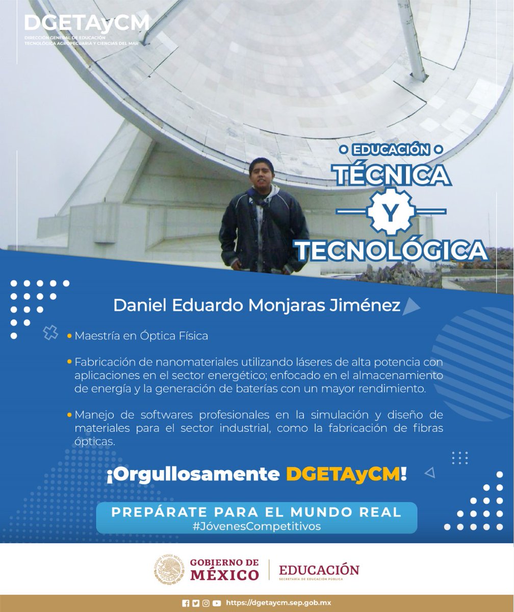 En la DGETAyCM tú también puedes ser un caso de éxito con Educación Técnica
yTecnológica. ��‍����‍��

Forma parte de #JóvenesCompetitivos ¡Búscanos! �� bit.ly/3nQ3PJA
#ComunidadEducativaDGETAyCM