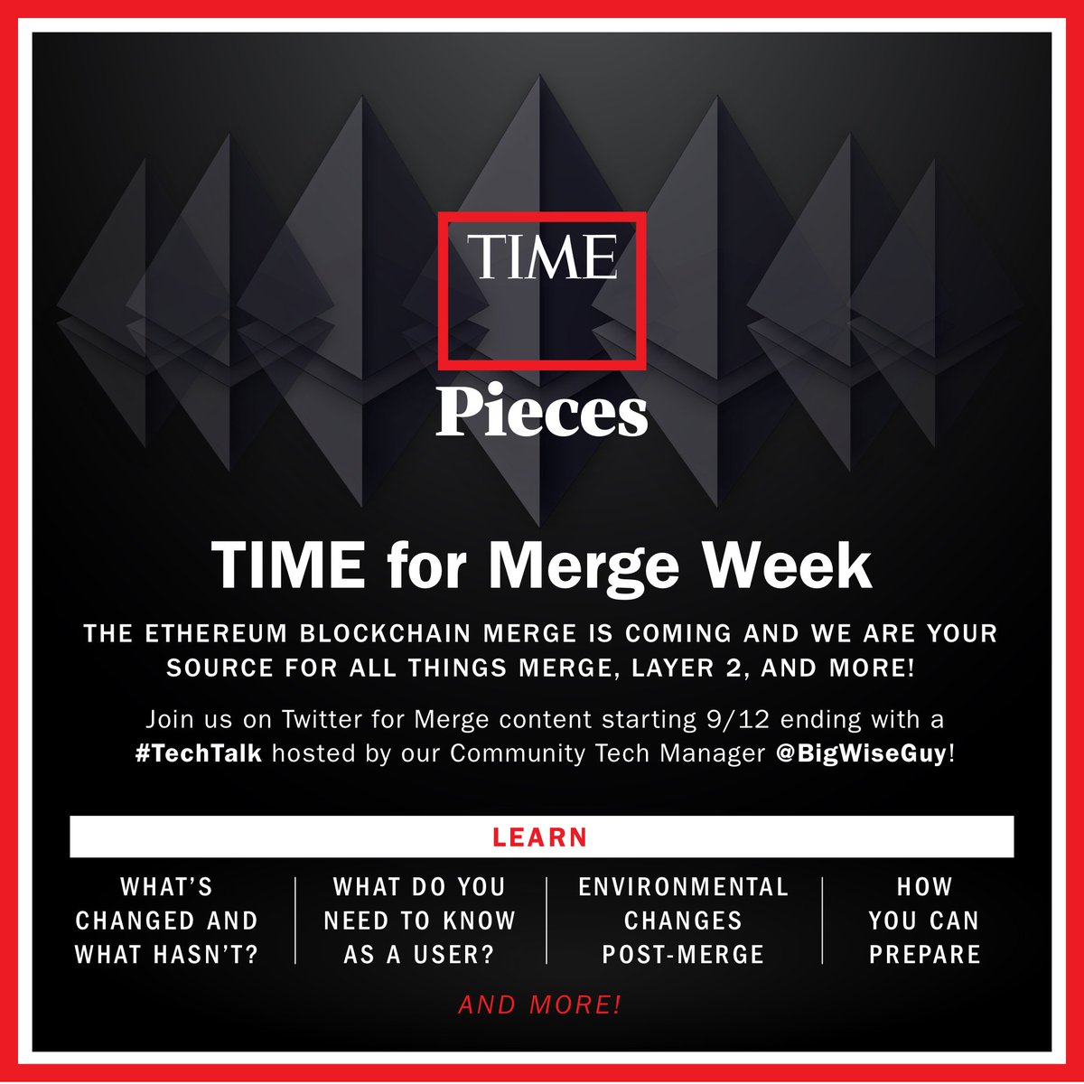 TIMEPieces's tweet photo. THIS JUST IN: Less than 9,500 blocks left to be mined until #Ethereum merges to proof-of-stake. It's looking on track to be completed by midnight tomorrow.
Keeping an eye out ๐
#TIMETalksMerge https://t.co/iYPqnq1txp