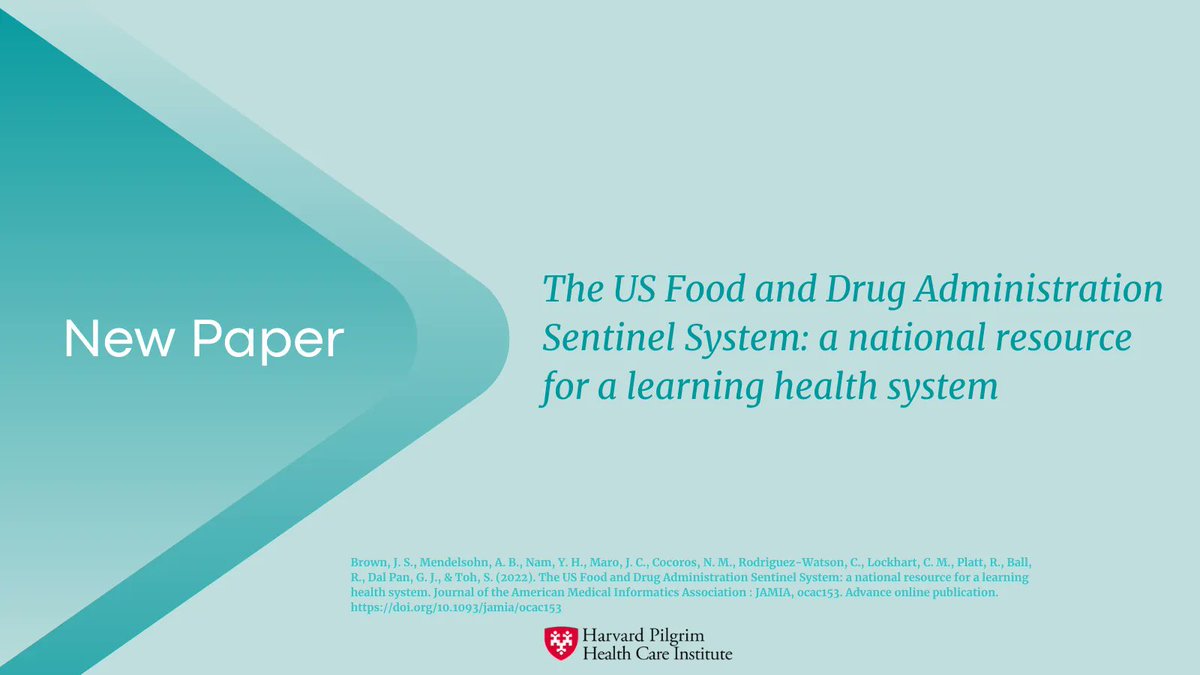 DeptPopMed's tweet photo. Read more about the #SentinelInitiative impact in @AMIAinformatics. @DeptPopMed’s Richard Platt, Darren Toh, Judy Maro, Noelle Cocoros and Team explore FDA’s Sentinel System’s success and opportunities to create a global learning health system. https://t.co/4hwAOdGS1C https://t.co/dRwwS8yC09