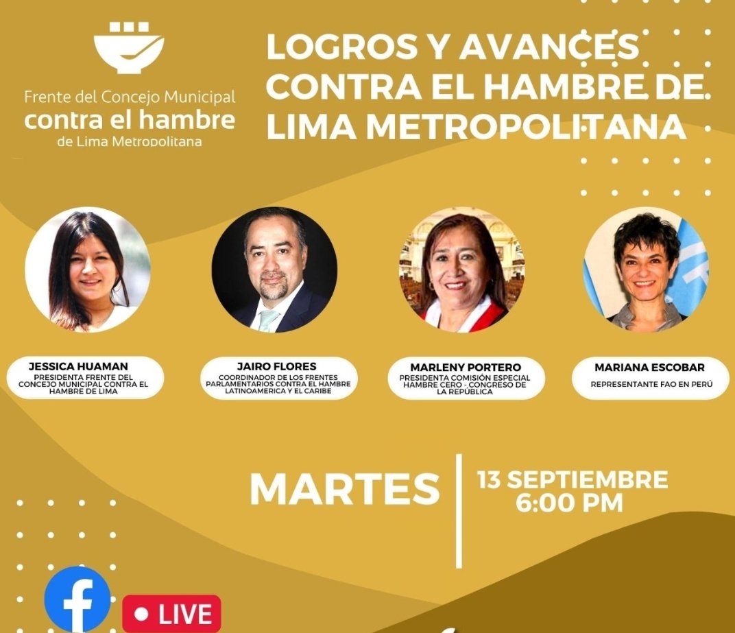 ALCsinhambre (@alcsinhambre) on Twitter photo 📢Atención no se pierda el Foro: Logros y avances del #FrenteMunicipal contra el Hambre de <a href="/MuniLima/">Municipalidad de Lima</a> 🗓Mañana 13 septiembre
⏰ 🇵🇪 6pm
En vivo FB Live de <a href="/MuniLima/">Municipalidad de Lima</a>
Apoya <a href="/CooperacionESP/">Cooperación Española</a> <a href="/fao/">Food and Agriculture Organization</a>
RT vía <a href="/FAOPERU/">FAO Perú</a> 📢Atención no se pierda el Foro: Logros y avances del #FrenteMunicipal contra el Hambre de <a href="/MuniLima/">Municipalidad de Lima</a> 🗓Mañana 13 septiembre
⏰ 🇵🇪 6pm
En vivo FB Live de <a href="/MuniLima/">Municipalidad de Lima</a>
Apoya <a href="/CooperacionESP/">Cooperación Española</a> <a href="/fao/">Food and Agriculture Organization</a>
RT vía <a href="/FAOPERU/">FAO Perú</a>