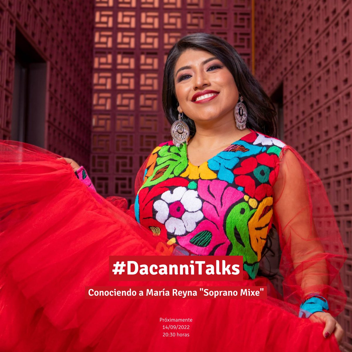 No te pierdas nuestra primer transmisión de #DacanniTalks en donde tendremos el gusto de conocer un poco más de la talentosa <a href="/mariareynaof/">Maria Reyna Soprano Mixe</a> “Soprano Mixe”

Sigue el en vivo a través de Facebook e Instagram el miércoles 14 de septiembre en punto de las 20:30 horas ✨
