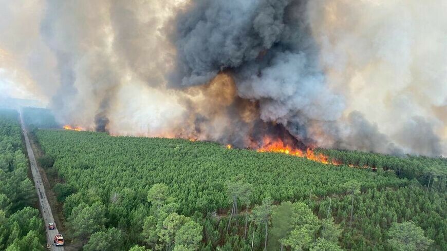 ici_gironde's tweet photo. 🔥 Incendie en Gironde : le feu continue de s'étendre avec 2.800 hectares brûlés dans le Médoc, 900 pompiers mobilisés, de nouvelles évacuations
➡️ https://t.co/vdktdlZema https://t.co/CWvtjcU5ge
