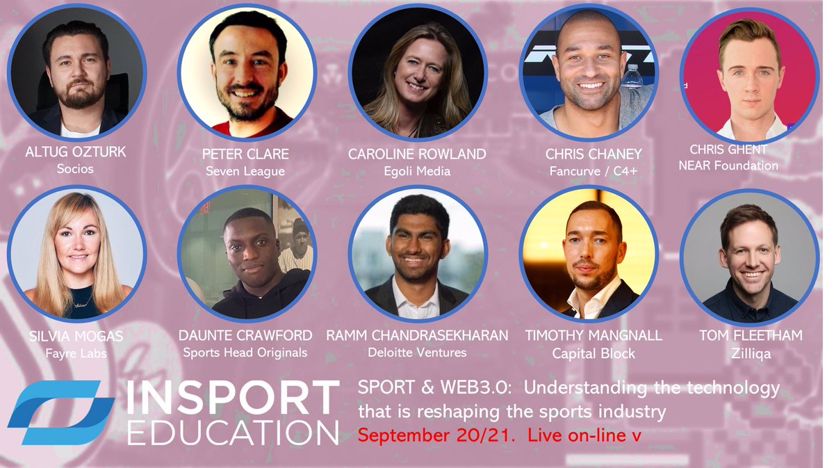 1 week until our applied learning course on sport &amp; Web3. Learn from this amazing faculty of experts how web3 tech is changing sport. 
20/21 Sept, 0900-1300 each day, live via Zoom
Full details via link in bio
See you there!!