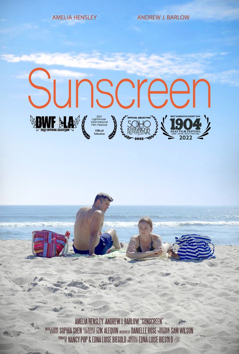 pancynop's tweet photo. One of my shorts films — “SUNSCREEN” — has been awarded Best Narrative Short at the 1904 Deaf Film Festival AND will be having its New York premiere at @SohoFilmFest this October! 🥳 https://t.co/2cUAhRvfL6