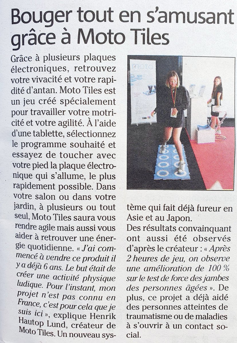 Henrik Hautop Lund (@roboprofessor1) on Twitter photo #mototiles in <a href="/Nice_Matin/">Nice-Matin</a> newspaper at #SilverEco at #PalaisdesFestivals, #Cannes. 
#mototiles #playware #eldercare #eldercareawards #ageingasia #AI #seniors #rehab #MedTech #play #AI #BigData #HealthTech #robotics #DanishDesign #mototiles in <a href="/Nice_Matin/">Nice-Matin</a> newspaper at #SilverEco at #PalaisdesFestivals, #Cannes. 
#mototiles #playware #eldercare #eldercareawards #ageingasia #AI #seniors #rehab #MedTech #play #AI #BigData #HealthTech #robotics #DanishDesign