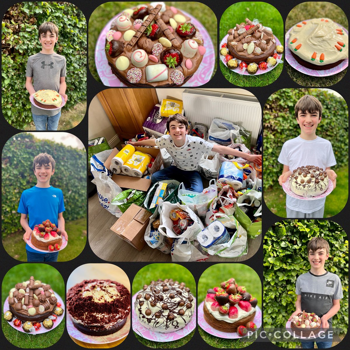 Royal_High_Sch's tweet photo. Well done to Rhys who ran a cashless raffle. This was a huge success where friends, work colleagues and neighbours could enter by donating food items instead of cash for a ticket. 6 weeks, 7 cakes and an amazing collection for the food bank! https://t.co/k6SnkHci89