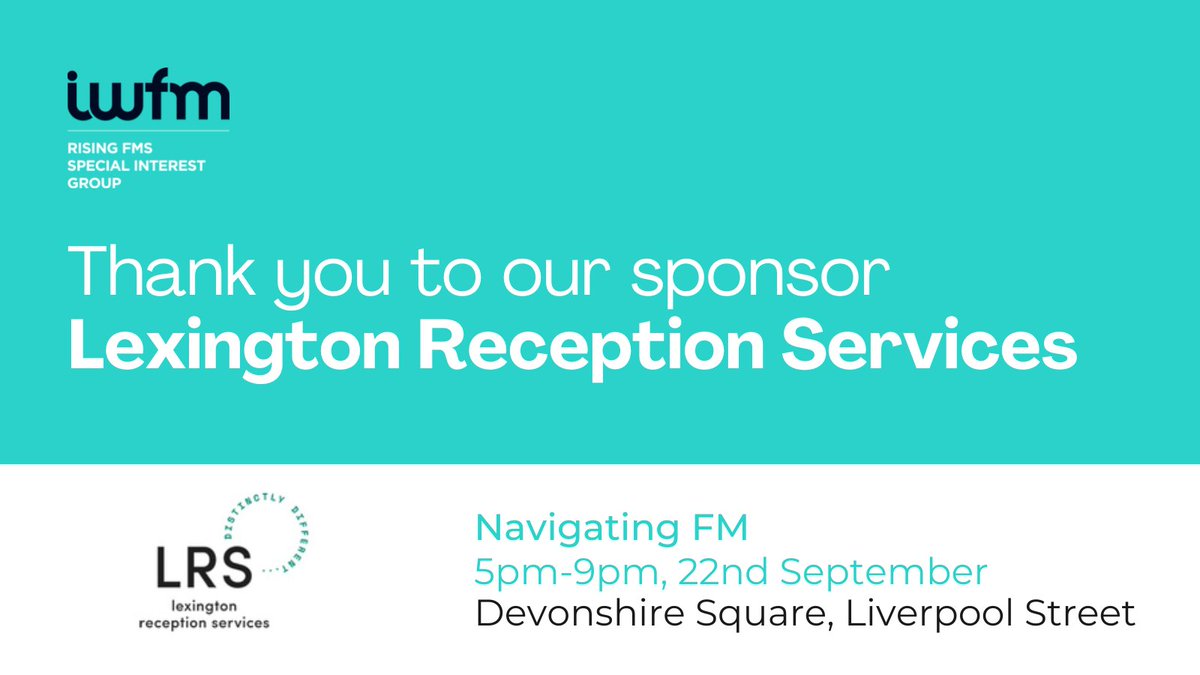 IWFM_RisingFMs's tweet photo. Thank you to our excellent sponsors @LexyReception for their contribution and support of our #NavigatingFM event. 

Visit https://t.co/dl9oktwEh2 to get your tickets!

#IWFM_FM #FMEvents #Networking #London https://t.co/6IUZEl2uY7
