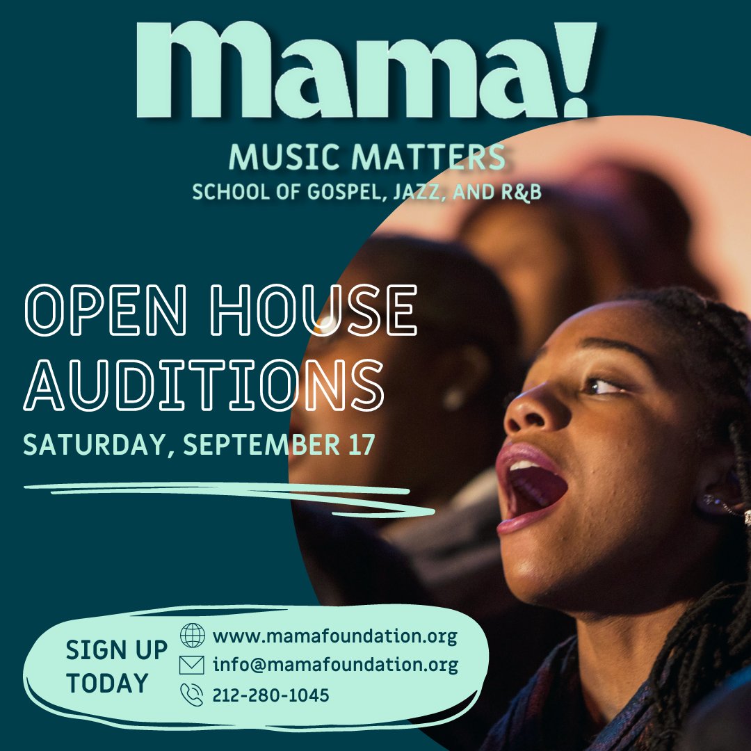 Do you believe that music matters? So do we 😉 🎵 Mama Music Matters is opening its doors to new and returning students ages 7-19 this fall semester! Come audition for the program this Saturday, September 17. Sign up at mamafoundation.org/enroll today!

#NYCAuditions #MusicProgram