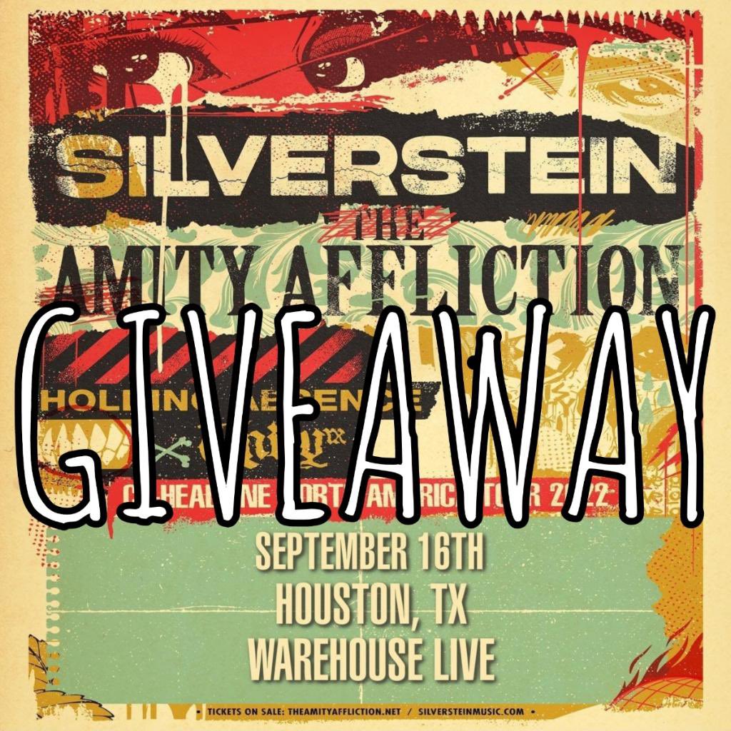 ✨ TICKET GIVEAWAY ✨ 
Win yourself a pair of tickets to see <a href="/silverstein/">Silverstein</a> &amp; <a href="/amityaffliction/">The Amity Affliction</a> Friday at <a href="/warehouselive/">warehouselivemidtown</a> ! 

To enter to win: 
👉🏻Follow us! <a href="/Frequency713/">Space City Frequency</a> 
👉🏻Re-tweet this! 

Winner will be announced Thursday @ NOON!  

#silverstein #theamityaffliction #scf #giveaway