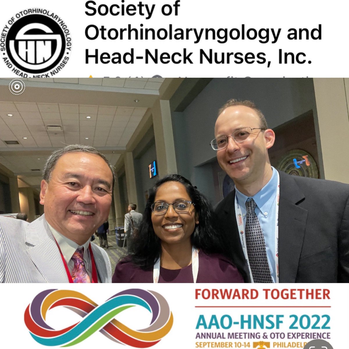 sohnnurse's tweet photo. Dr.Vincyia Pandian President of SOHN , Dr.Ken Yanagisawa, President of AAO, and Dr.Michael Brenner today at AAO #ENTDoctors&amp;Nurses #collaboration #Philadelphia #forward-together https://t.co/9OHlGHqXow