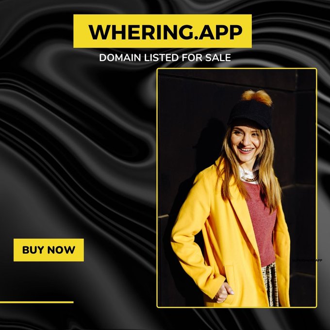 .
Domain Listed For Sale

Whering.app

#Whering #wearing #fashion #style #dresses 
#clothes #ootd #stylishlook #totallook #python #Apple #vr #Microsoft #Linux #bot #reactjs #domain #nextjs #Marketing #Media #News  #Business  #Startup #brand #Branding #Tech #technology