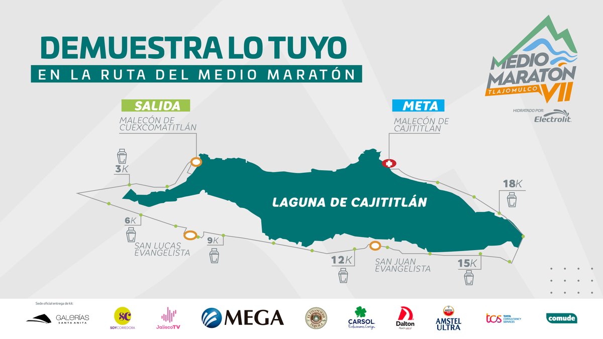 GobTlajomulco's tweet photo. 🥇 Pronto vamos a #VolverACorrer en el esperado regreso del Medio Maratón Tlajomulco, una de las justas atléticas más importantes del país y la más sustentable con una ruta única.

Para inscribirte, entra a https://t.co/CpLU7Q5Ael. ¡Demuestra lo tuyo! 🏃🏽‍♂️ https://t.co/TcPiV5jfdp