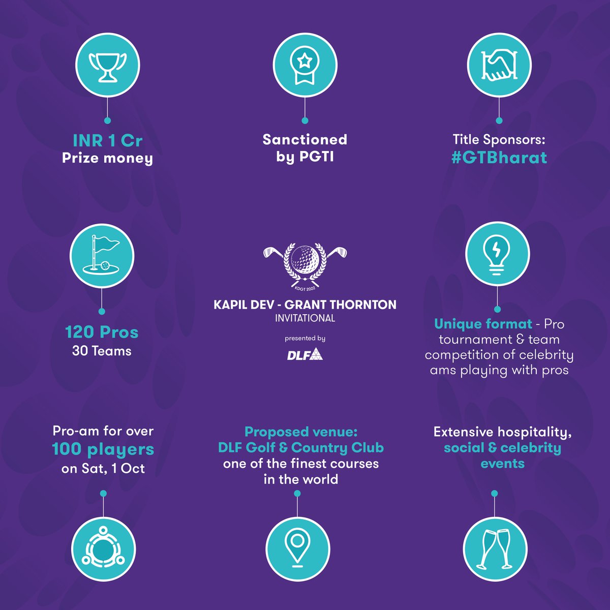 KDGT_golf's tweet photo. Keep your eye on the Tee, it’s time to #GoBeyond the expected in golf. @GrantThorntonIN is proud to present a world-class golf event in collaboration with Kapil Dev &amp; DLF. https://t.co/CytuQAW2om