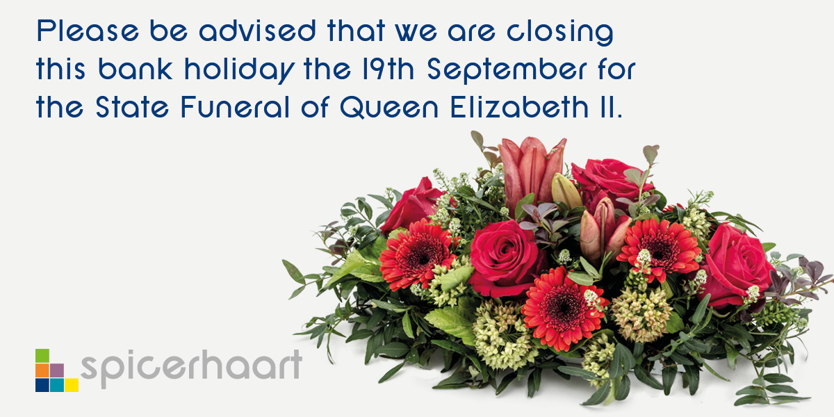 Please be advised that Spicerhaart will be observing the national day of mourning on the 19th September 2022 for the State Funeral.

All of our branches will be closed, and will reopen as usual on the 20th September.