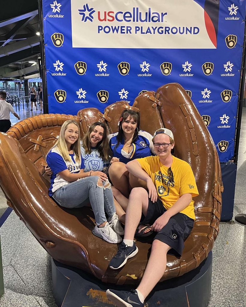A few of our students had a blast representing our campus on Friday night at the Brewers game! Thanks Andrew, Savannah, Kayla, and Sydney! 💛🖤 #uwmatwaukesha